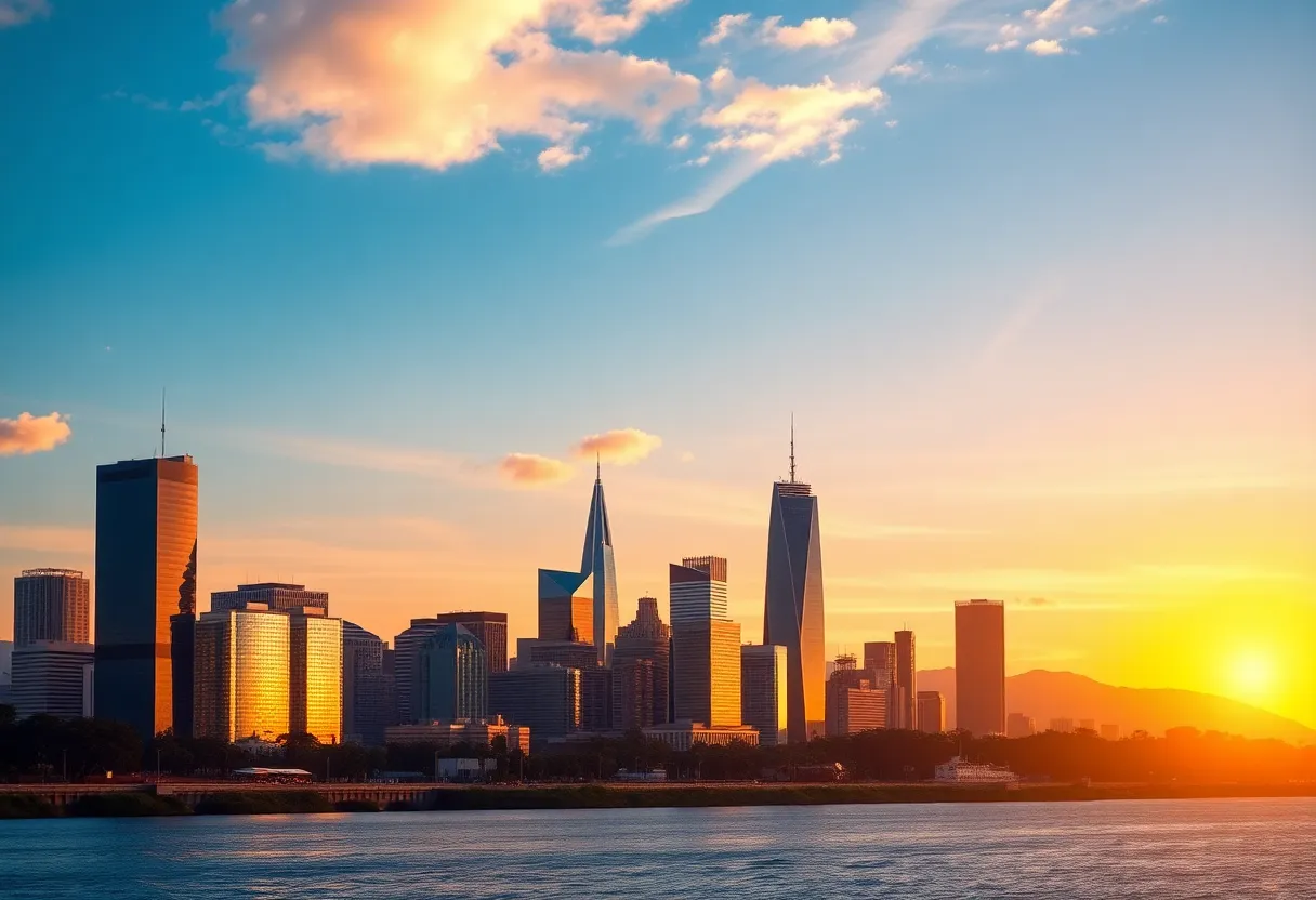 A depiction of California's skyline symbolizing business growth and tax reform.