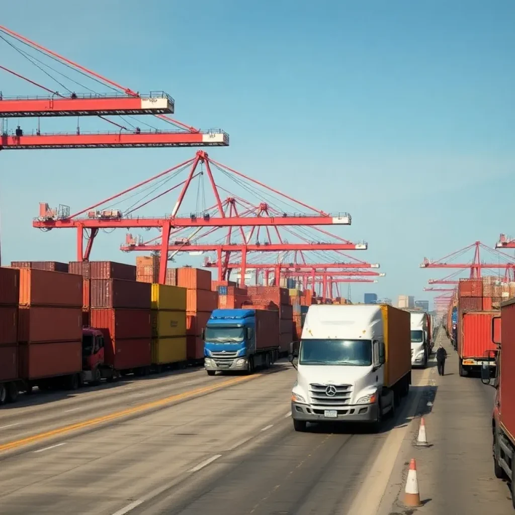 Cargo containers at a California port representing trade impact