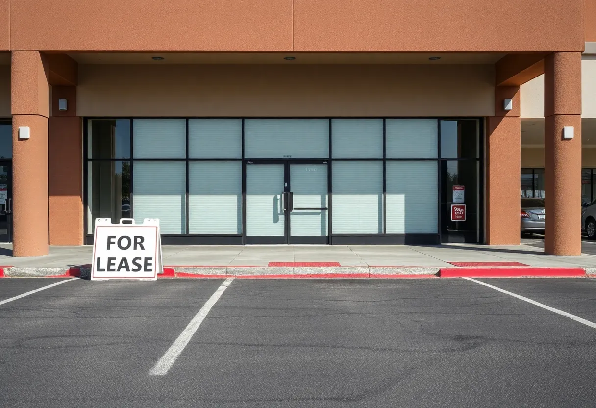 Closed retail store sign with a For Lease notice