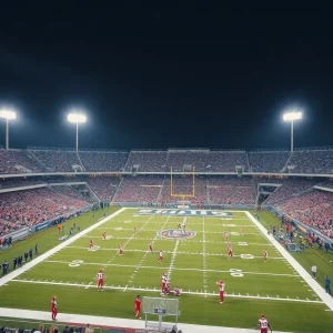 College football practice at UCLA stadium