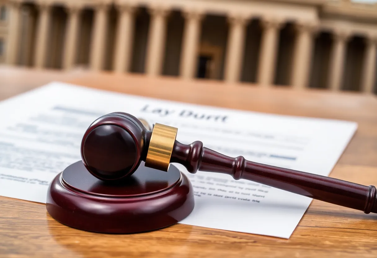 A gavel on a legal document symbolizing a Supreme Court decision