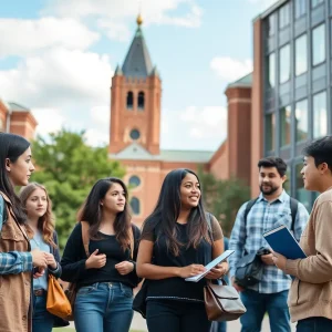 Students discussing on UCLA campus during funding dispute