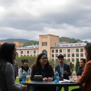 Students and researchers discussing on UCLA campus during funding crisis