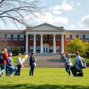 Students discussing on university campus amidst scrutiny
