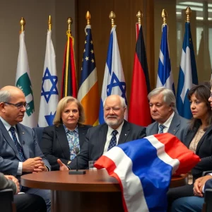 Group of leaders discussing antisemitism at a summit