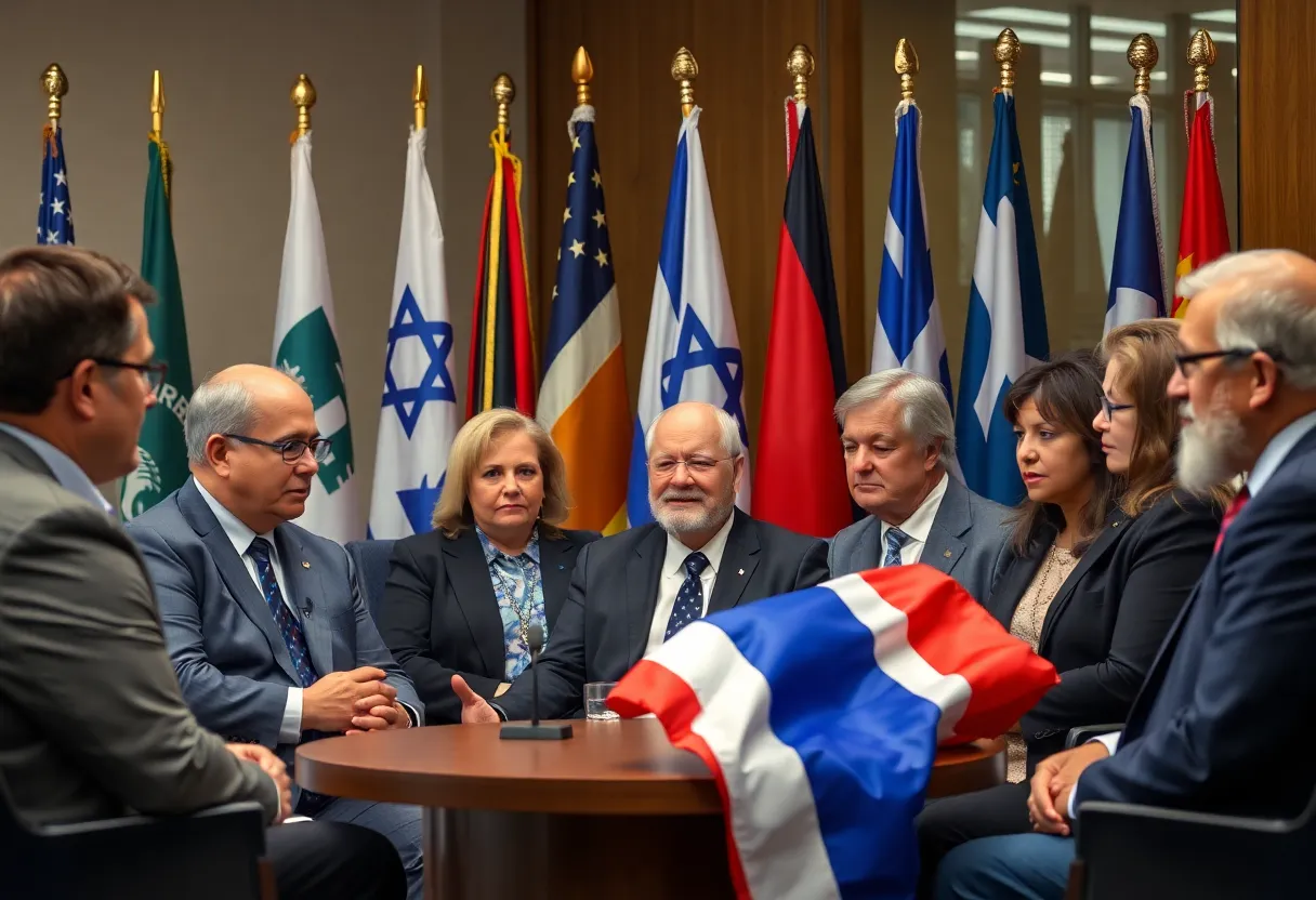 Group of leaders discussing antisemitism at a summit