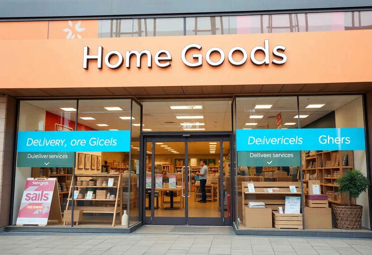 Exterior view of a Bed Bath & Beyond store promoting delivery services