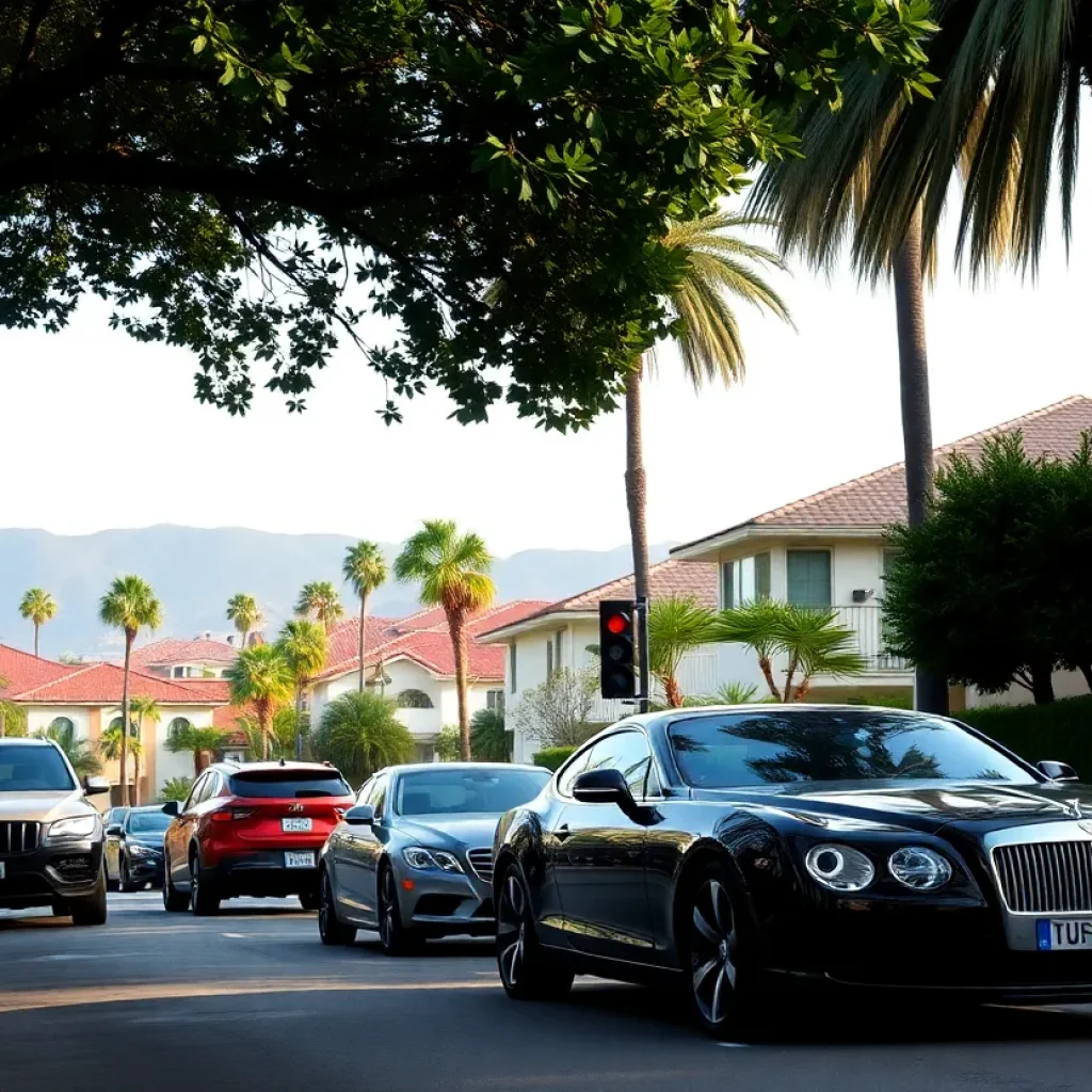 Beverly Hills neighborhood with luxury cars