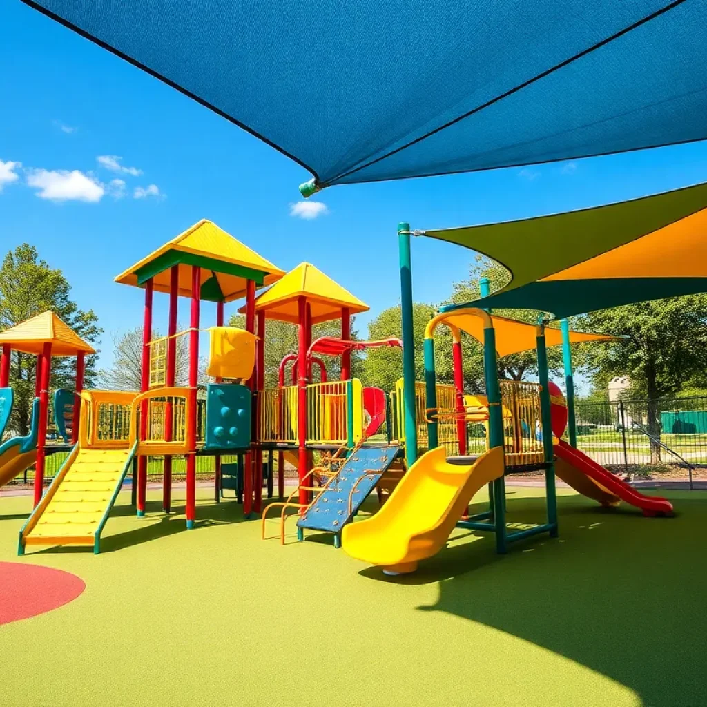 Rendering of the new Beverly Hills playground featuring climbing systems and play areas