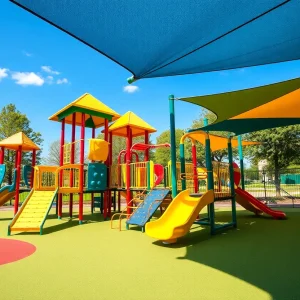 Rendering of the new Beverly Hills playground featuring climbing systems and play areas