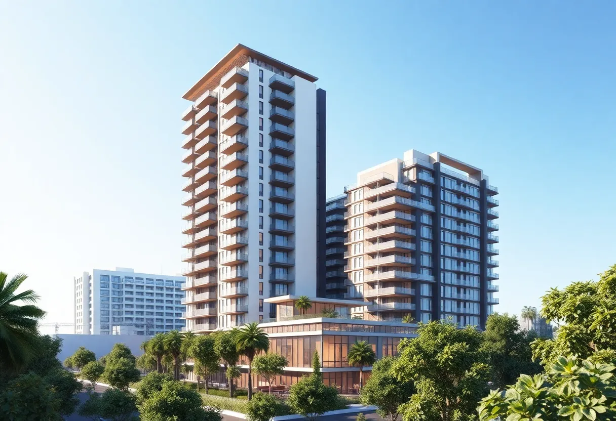 Architectural rendering of a 36-story residential tower in Beverly Hills