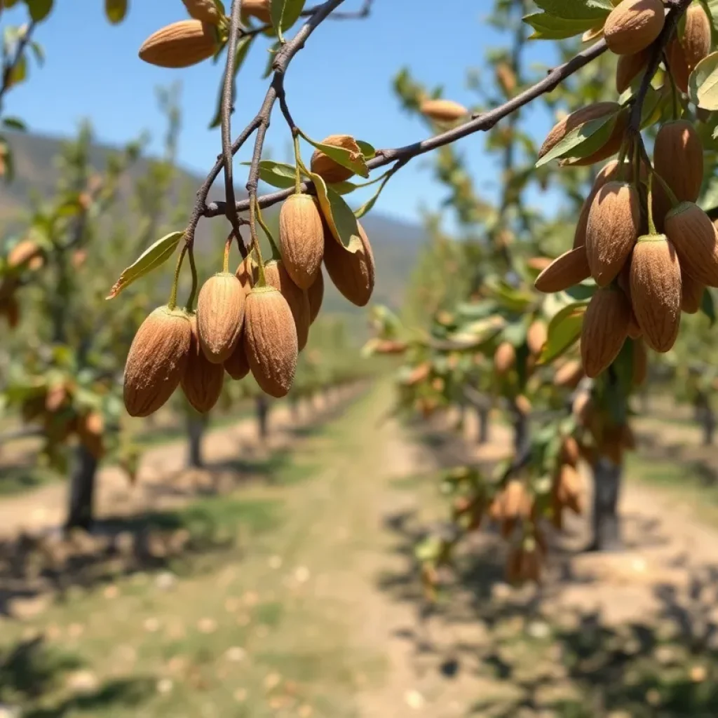 Almond trees in California orchard