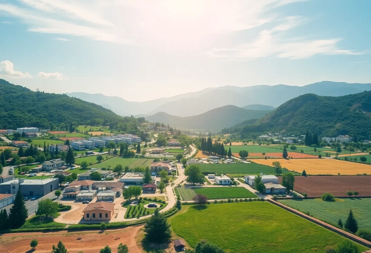 California landscape with industrial sectors and natural environments