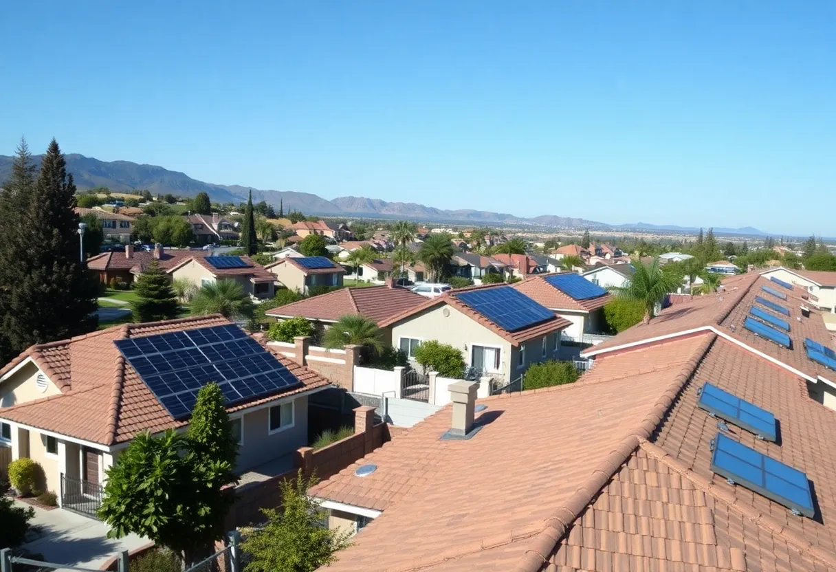 California homes with solar energy panels illustrating the Climate Credit program