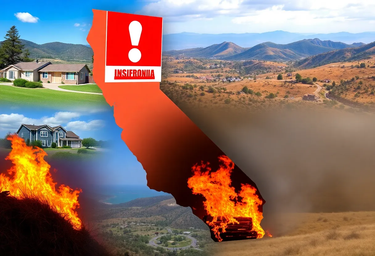 Illustration of California's insurance landscape with wildfire risks