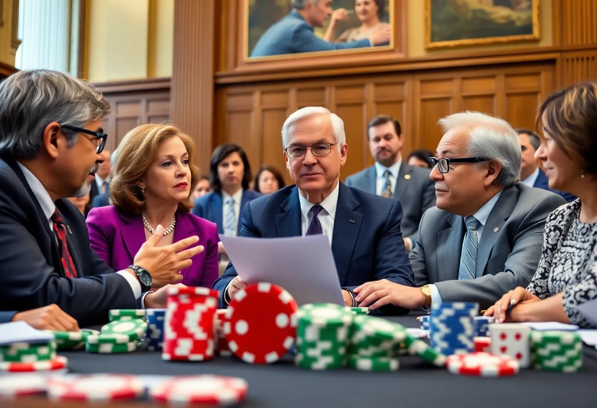 Lawmakers discussing gaming regulation in the California Legislature