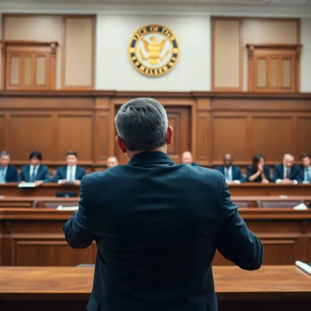 Courtroom scene in California featuring tax appeals session