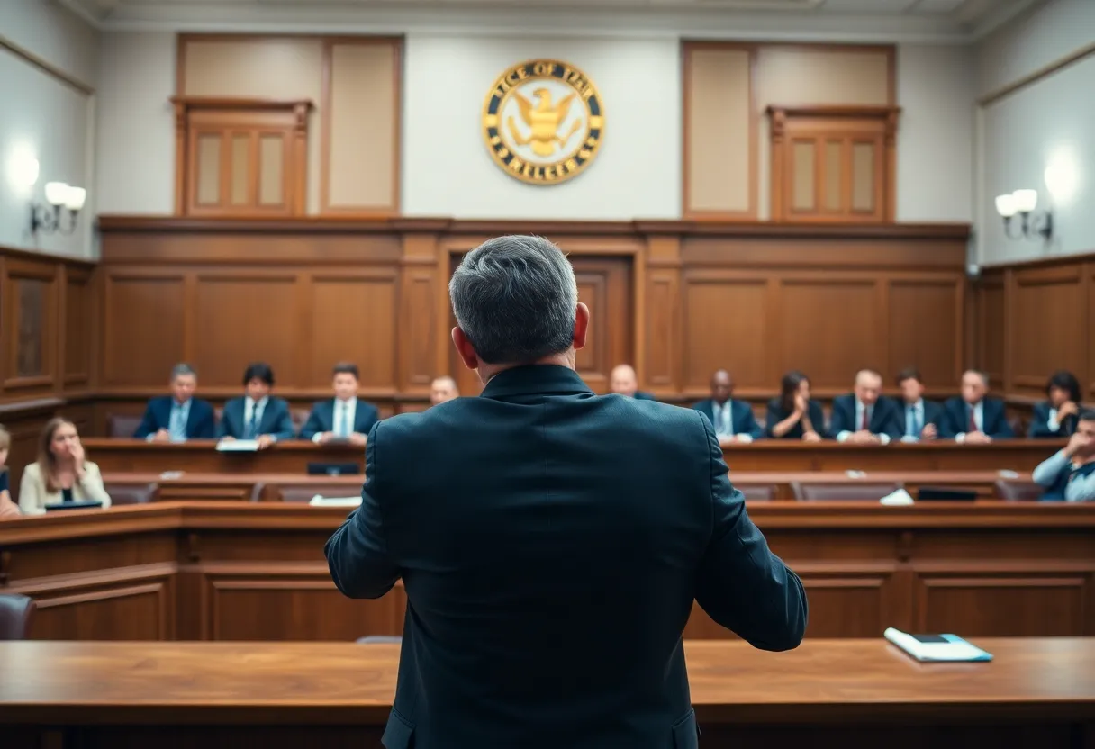 Courtroom scene in California featuring tax appeals session
