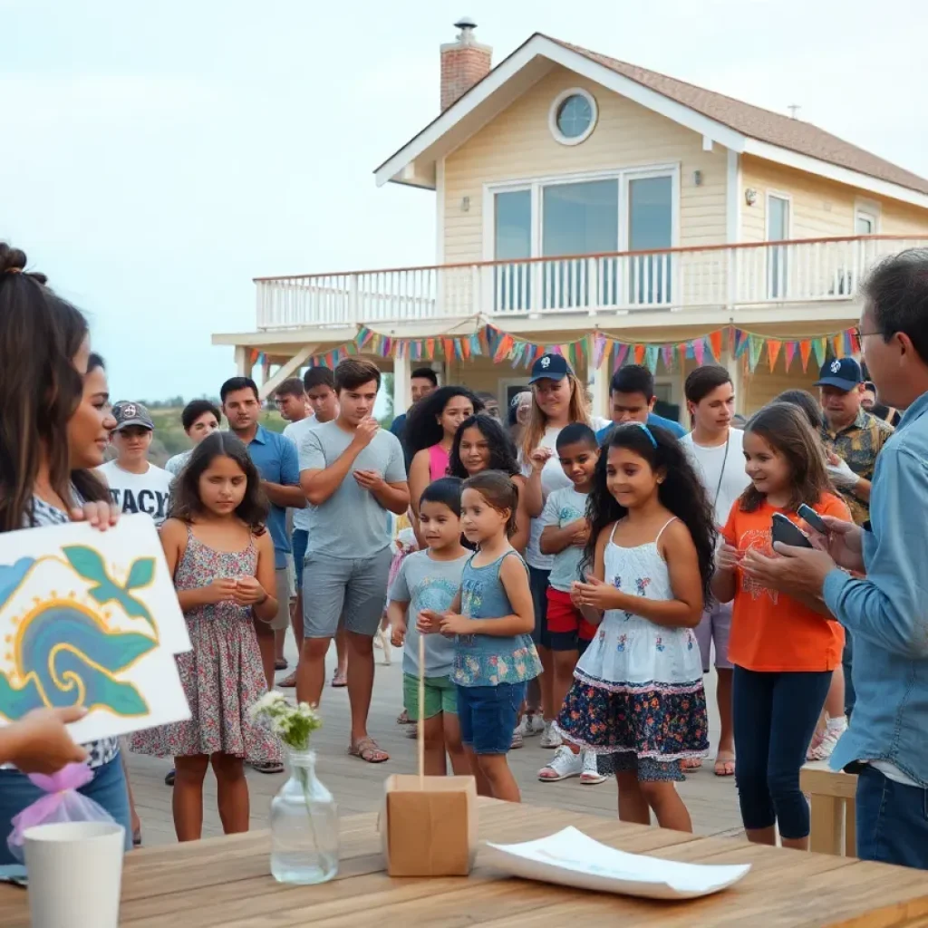 Families enjoying arts and culture activities at the Annenberg Community Beach House