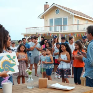 Families enjoying arts and culture activities at the Annenberg Community Beach House