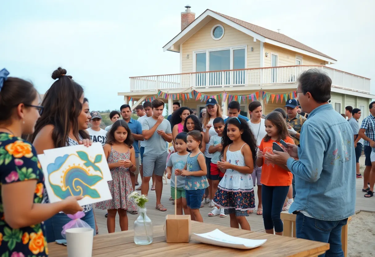 Families enjoying arts and culture activities at the Annenberg Community Beach House