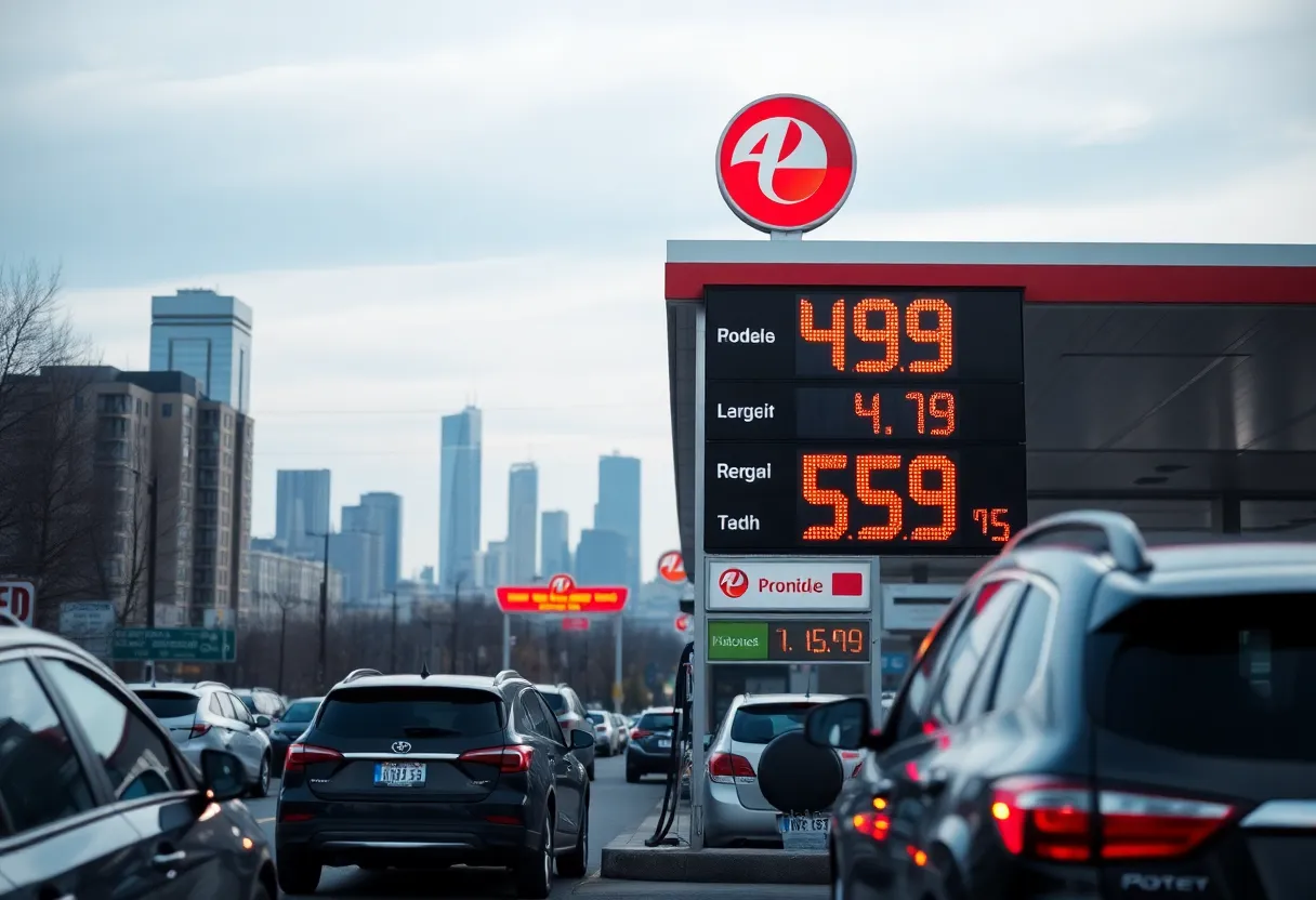 Gas station showing high prices in Washington