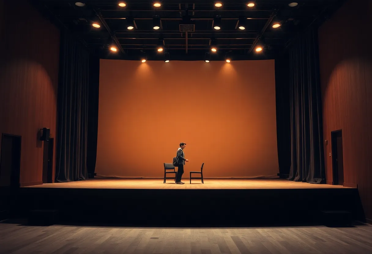 Stage setup for My Dad's Kid play