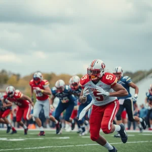 New Mexico football team in action during a game against UCLA