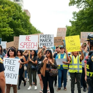 A diverse group of peaceful protestors advocating for their rights.
