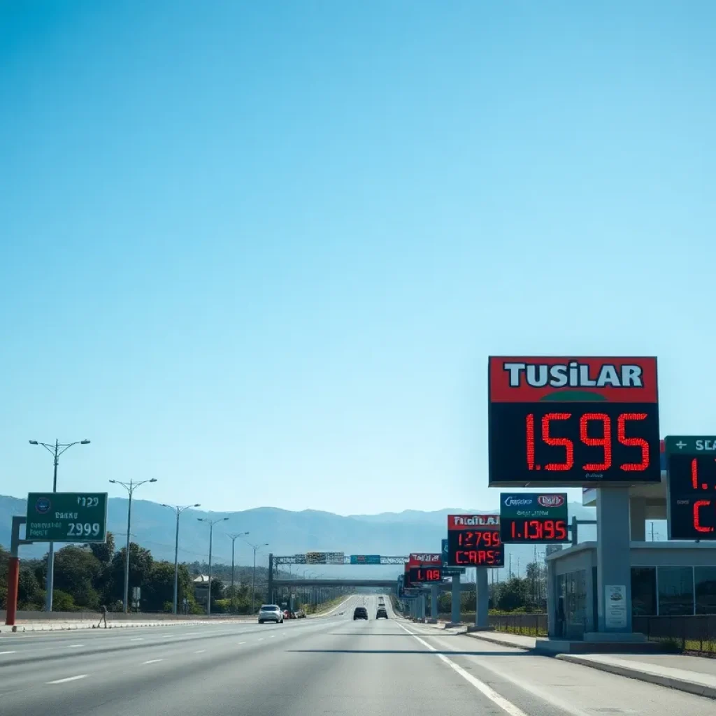 Gas station sign displaying high fuel prices in Southern California