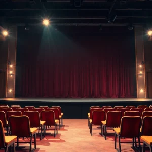 Theater stage set for Am I Roxie? showcasing emotional storytelling.