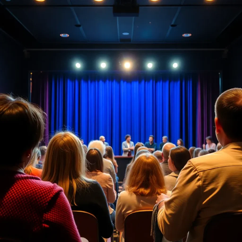 Audience engaging in a theatre performance during appreciation seminar.