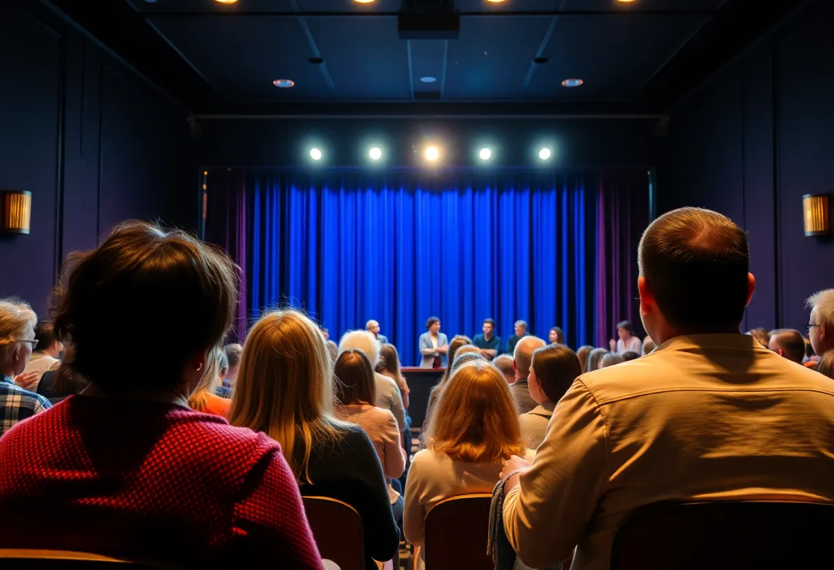 Audience engaging in a theatre performance during appreciation seminar.