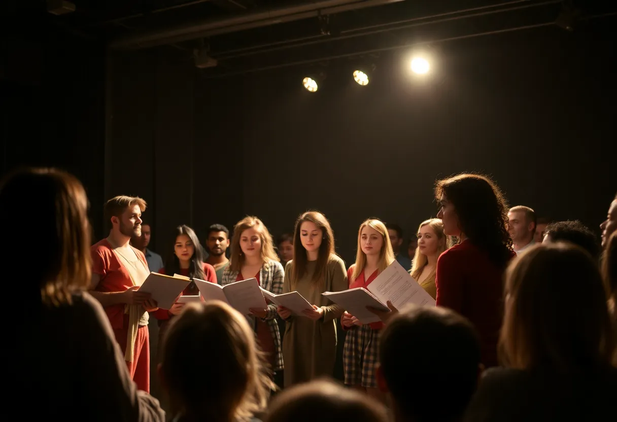 Theatre 40 reading of Two Outlaws Two Kisses with actors on stage