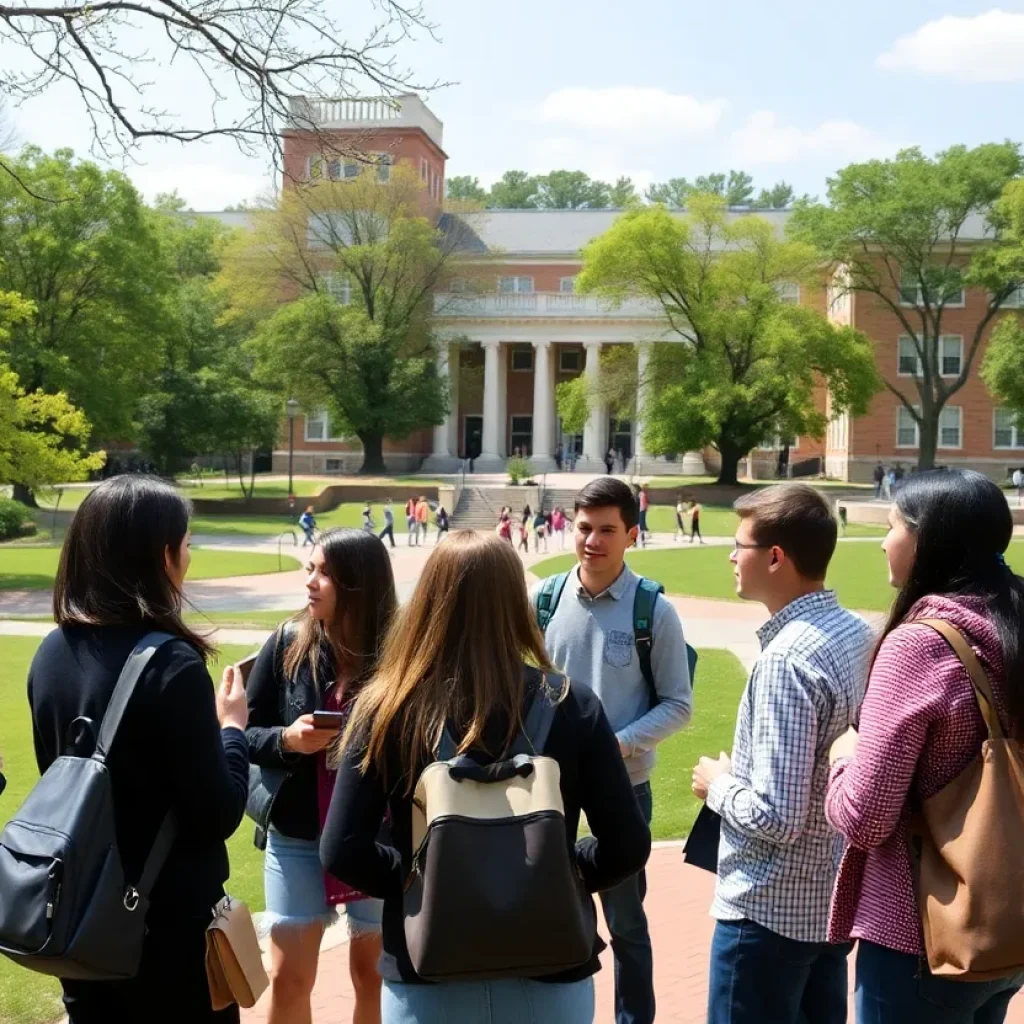 Students on UCLA campus discussing academic issues