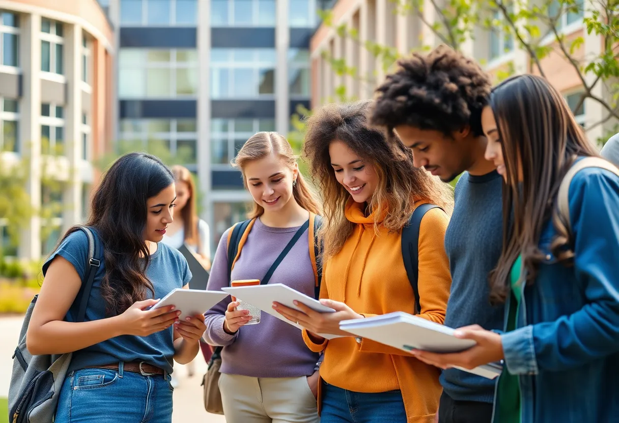 Students engaging in research activities on UCLA campus