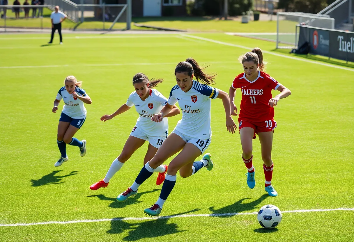 UCLA women's soccer team in action during a match.