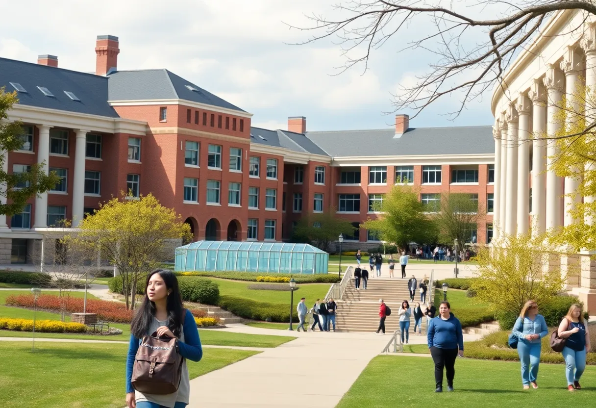 UCLA campus with students and research setup