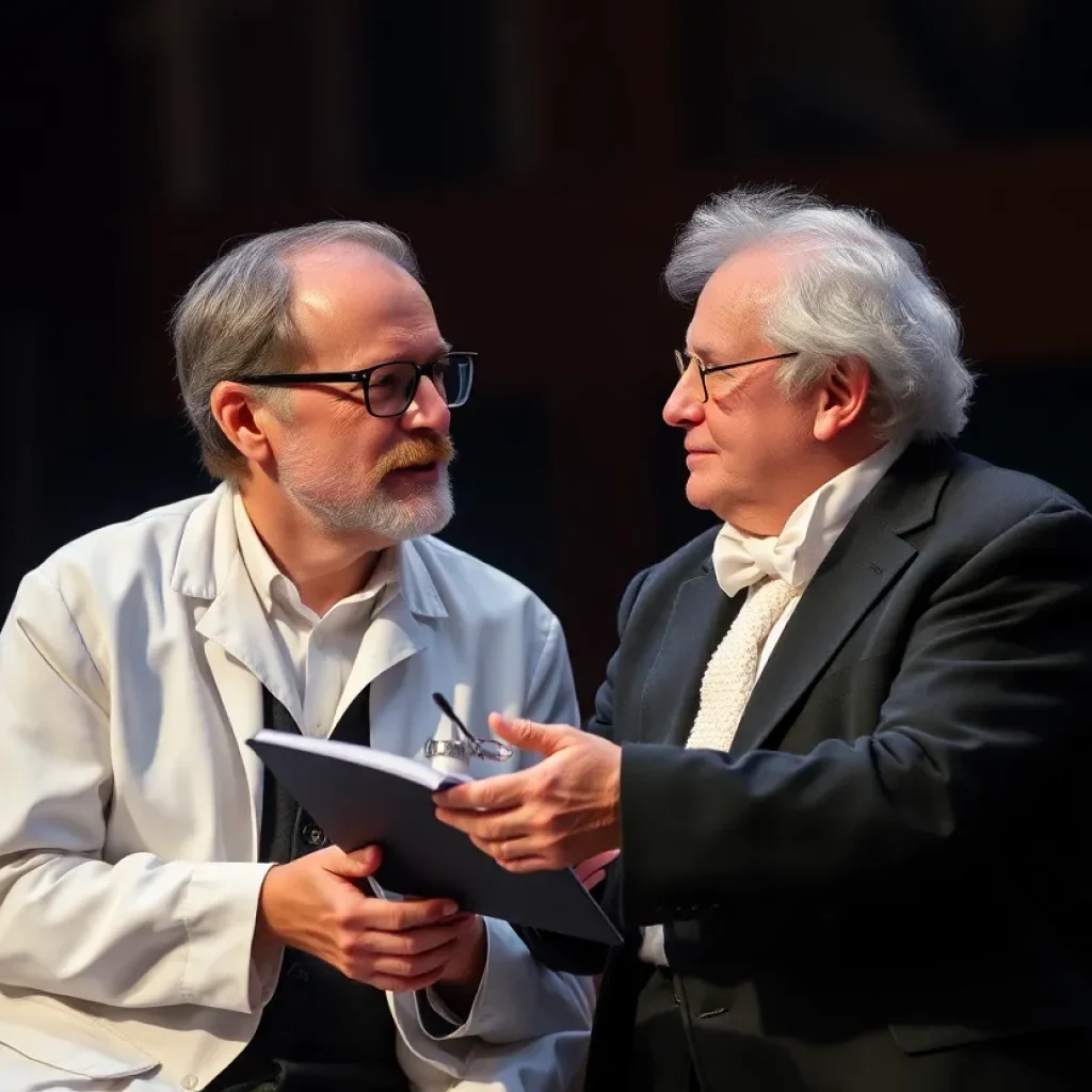 Dramatic scene from the play UnRavelled showcasing themes of art and frontotemporal dementia.