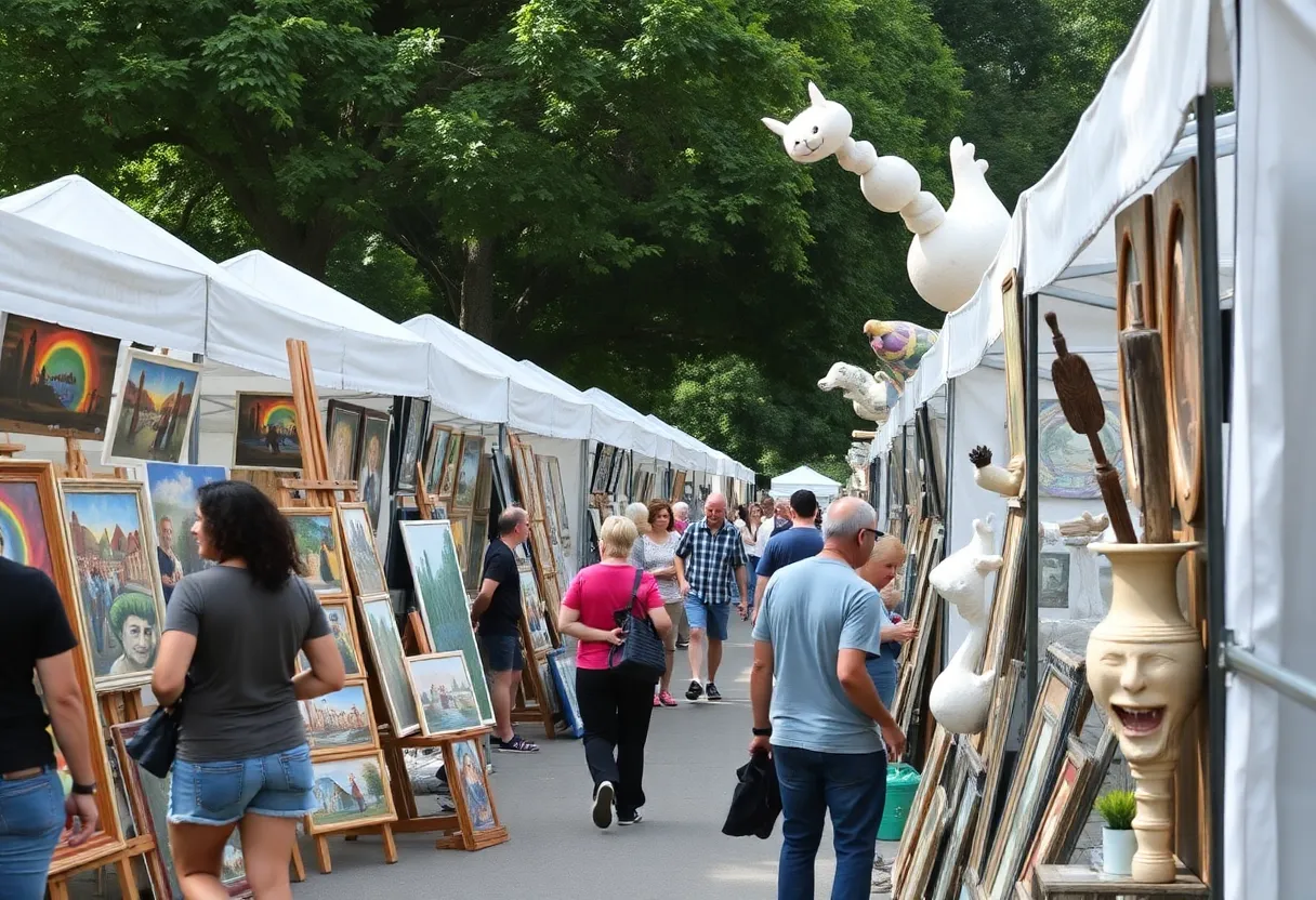 Visitors exploring art at the Beverly Hills Art Show