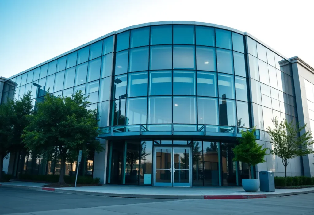 Modern financial institution building in California