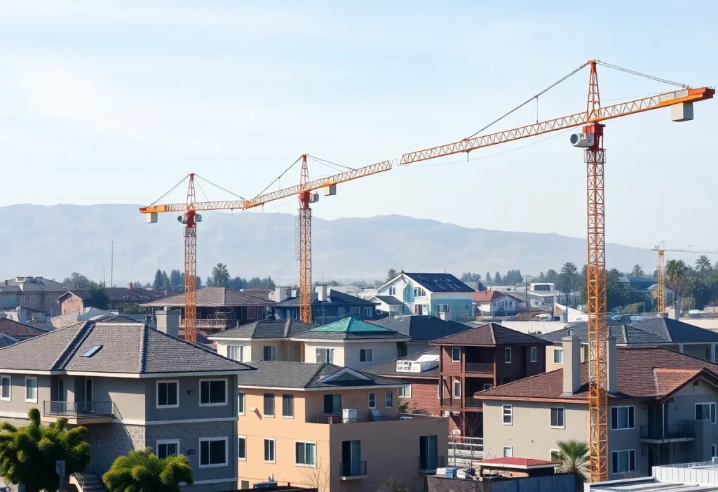 Urban housing development scene in California
