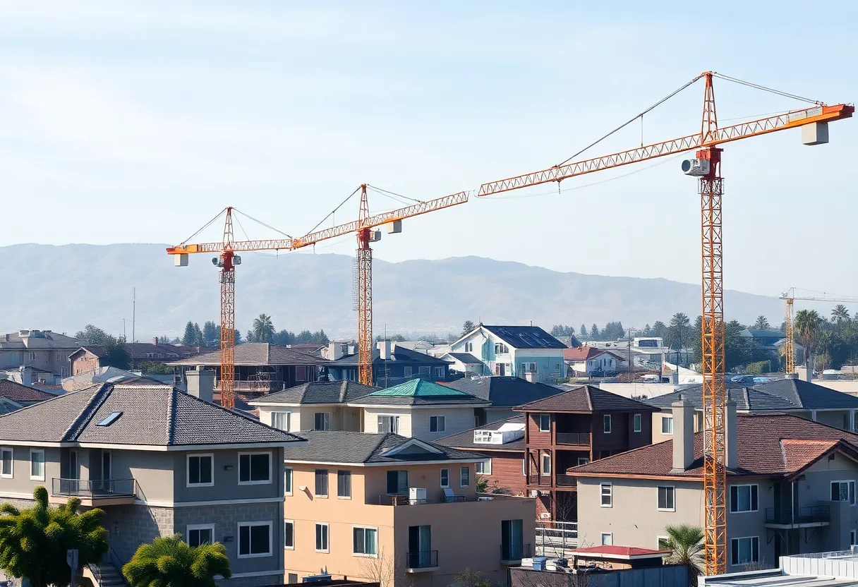 Urban housing development scene in California