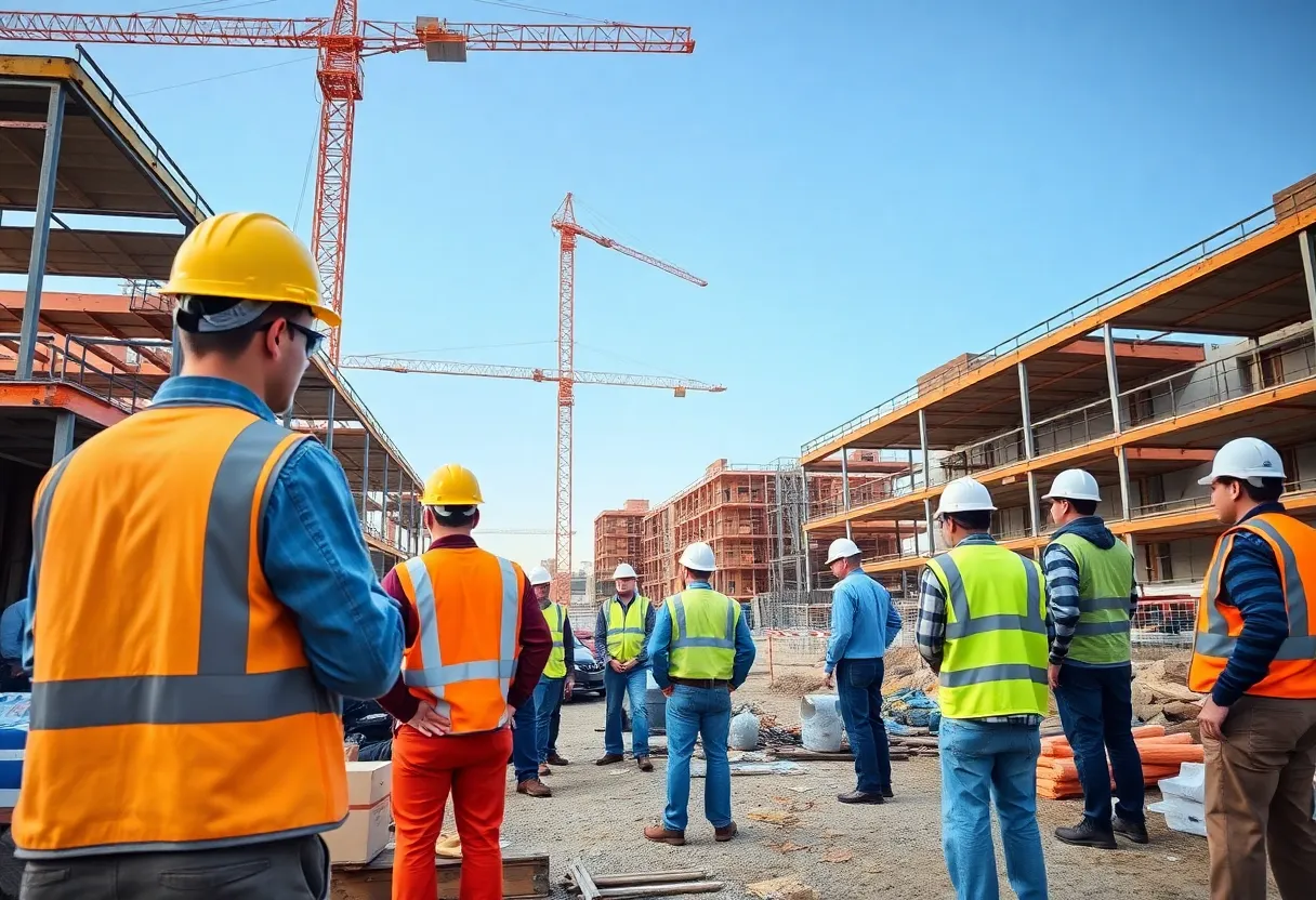 Construction site in California showing compliance with workers' compensation insurance.