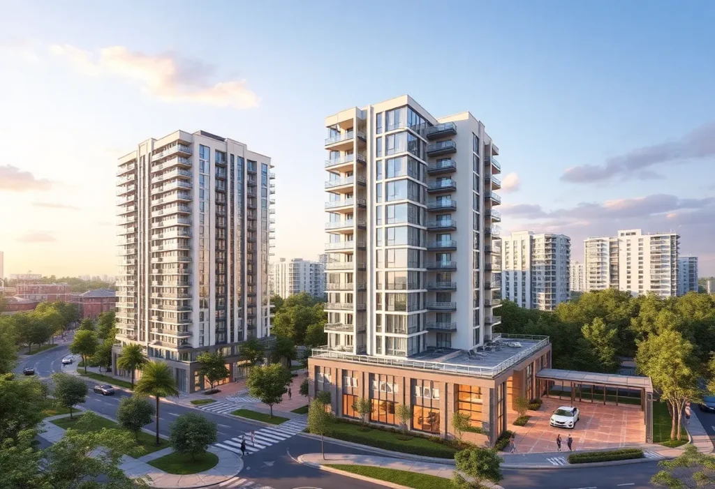 Architectural rendering of the proposed Crescent Heights residential building in Beverly Hills