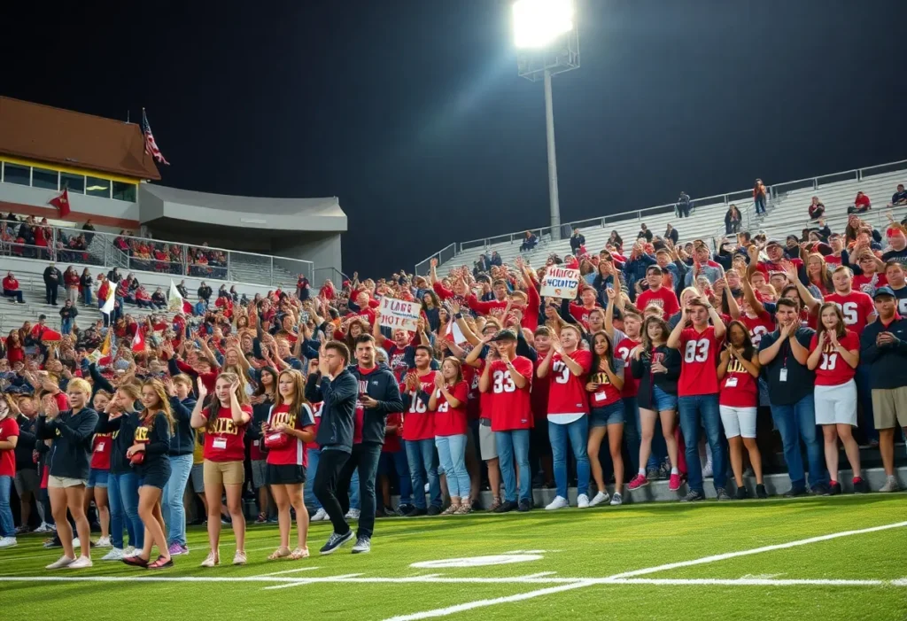 Crowd of high school football fans at a game