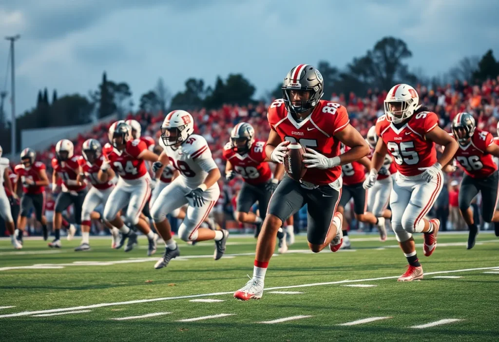 Intense action during UCLA football game against Maryland