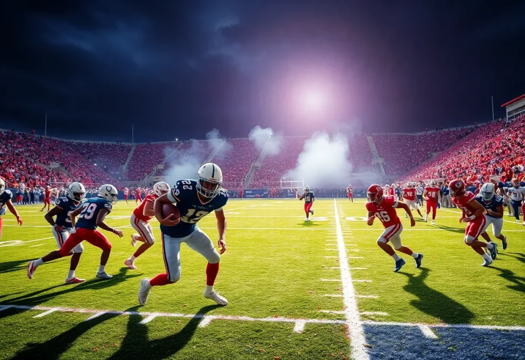 UCLA and Indiana football players in action during a game